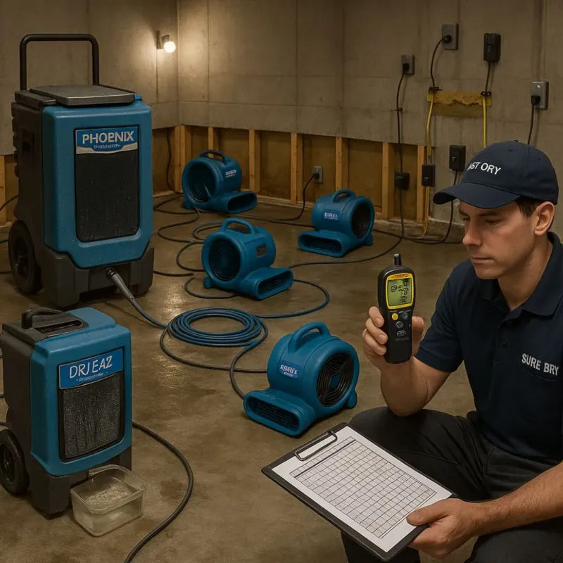 Structural Drying and Dehumidification process in Arnolds Park, IA